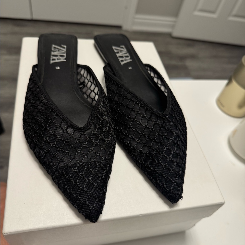 Zara Black Mesh flats